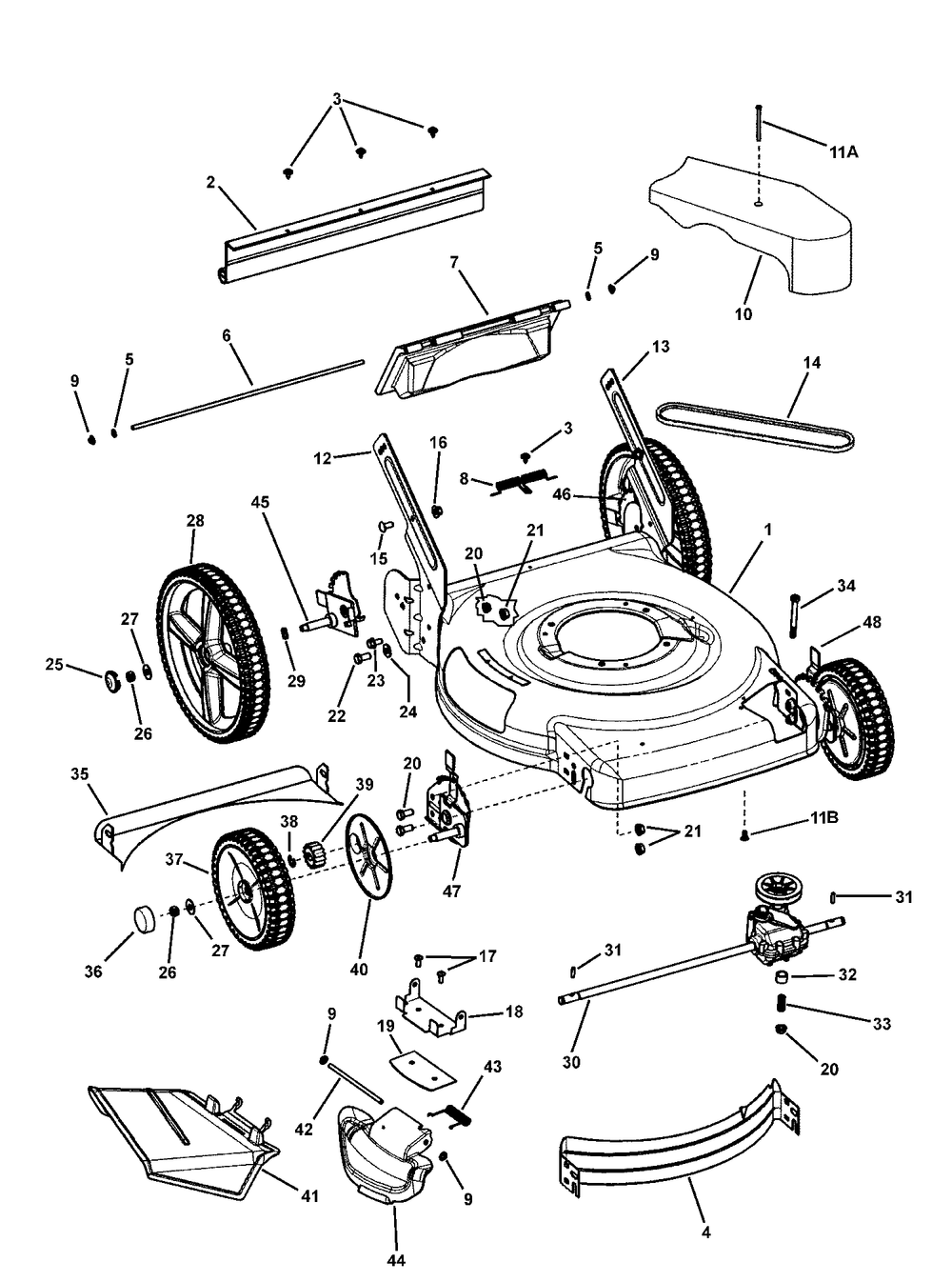 Wheels And Covers Group Diagram and Parts List for 7800267-BTP2265HW 2008 Briggs and Stratton Lawn Mower